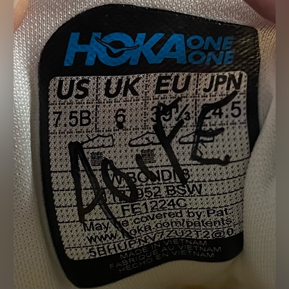 Hoka One One Bondi 8 REFLECTIVE Womens Sz 7.5 Running Shoes Sneakers White Blue - Picture 10 of 11